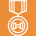 medal with weights symbol representing fitness achievements and goals for athletes